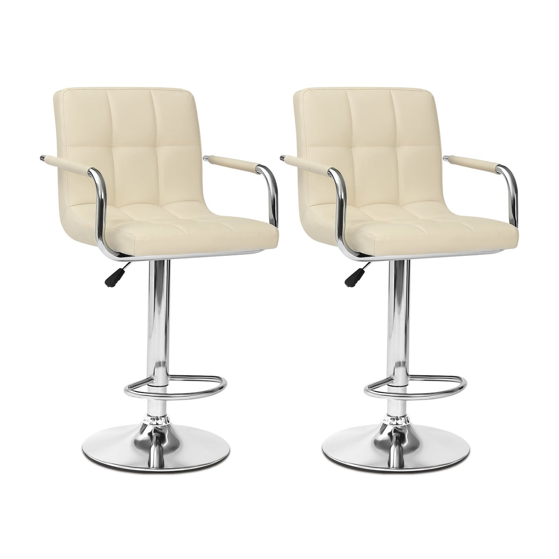 Lois Bar Stool with PU Leather - Set of 2 - Beige