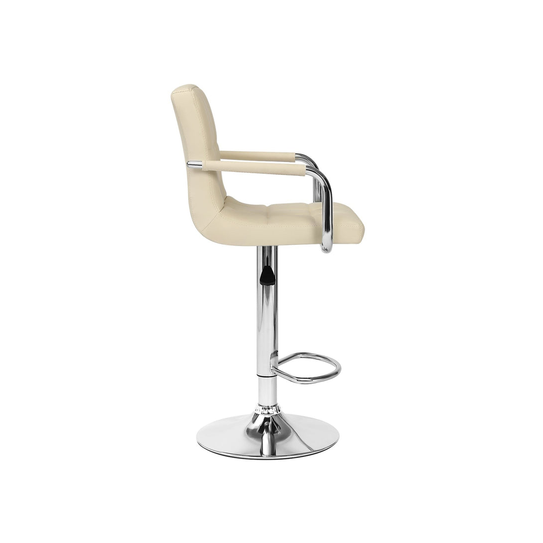 Lois Bar Stool with PU Leather - Set of 2 - Beige