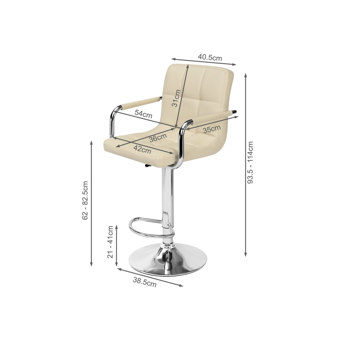 Lois Bar Stool with PU Leather - Set of 2 - Beige