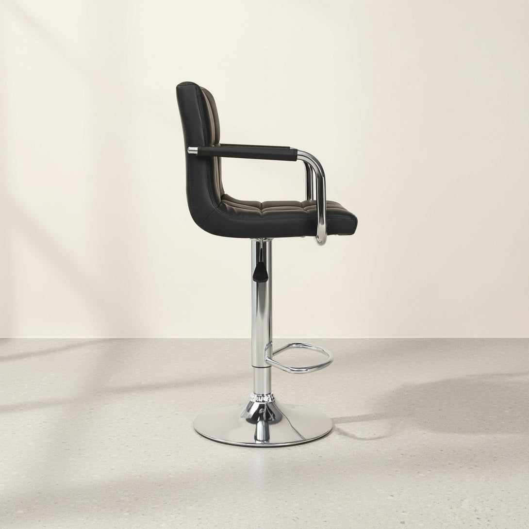 Lois Bar Stool with PU Leather - Set of 2 - Black