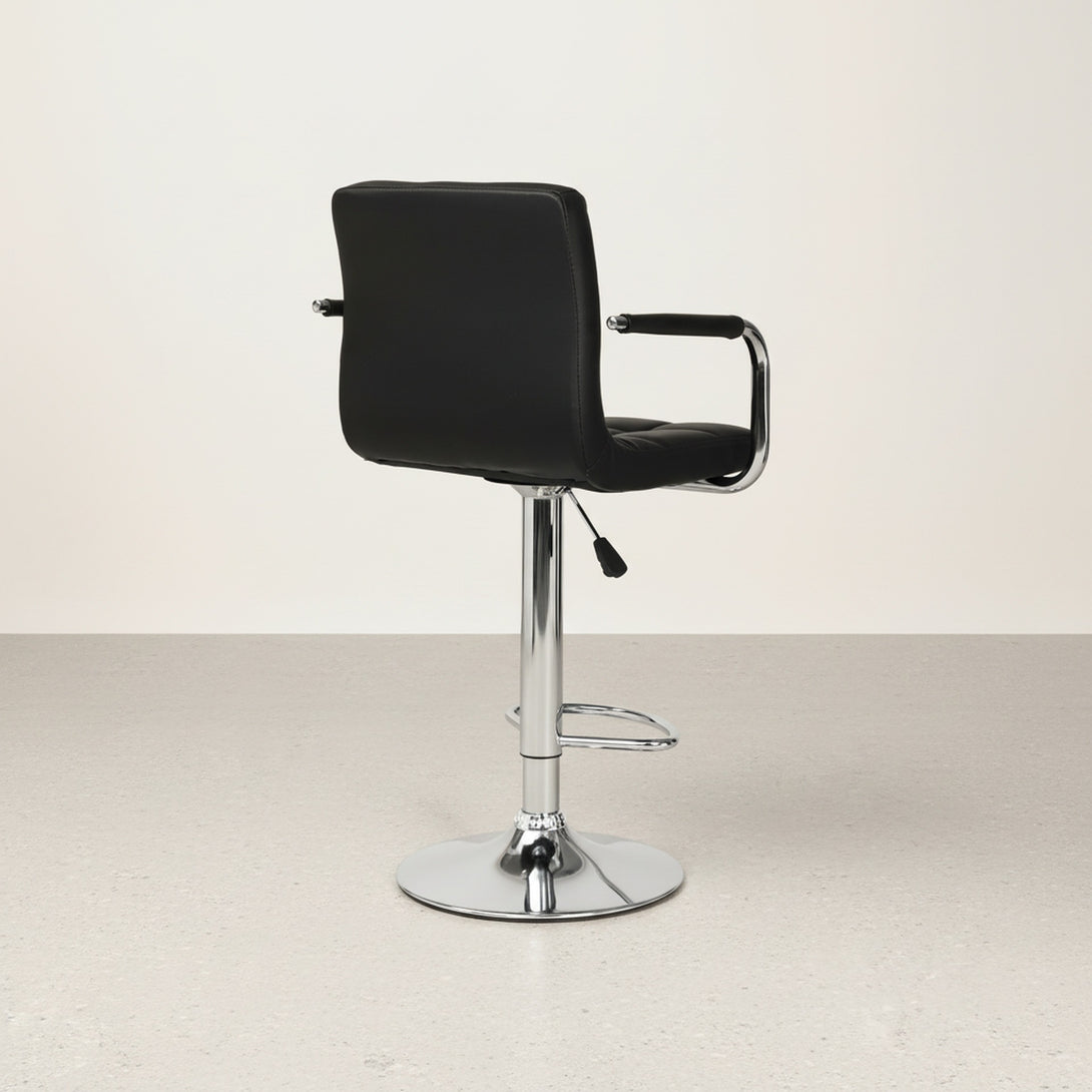 Lois Bar Stool with PU Leather - Set of 2 - Black