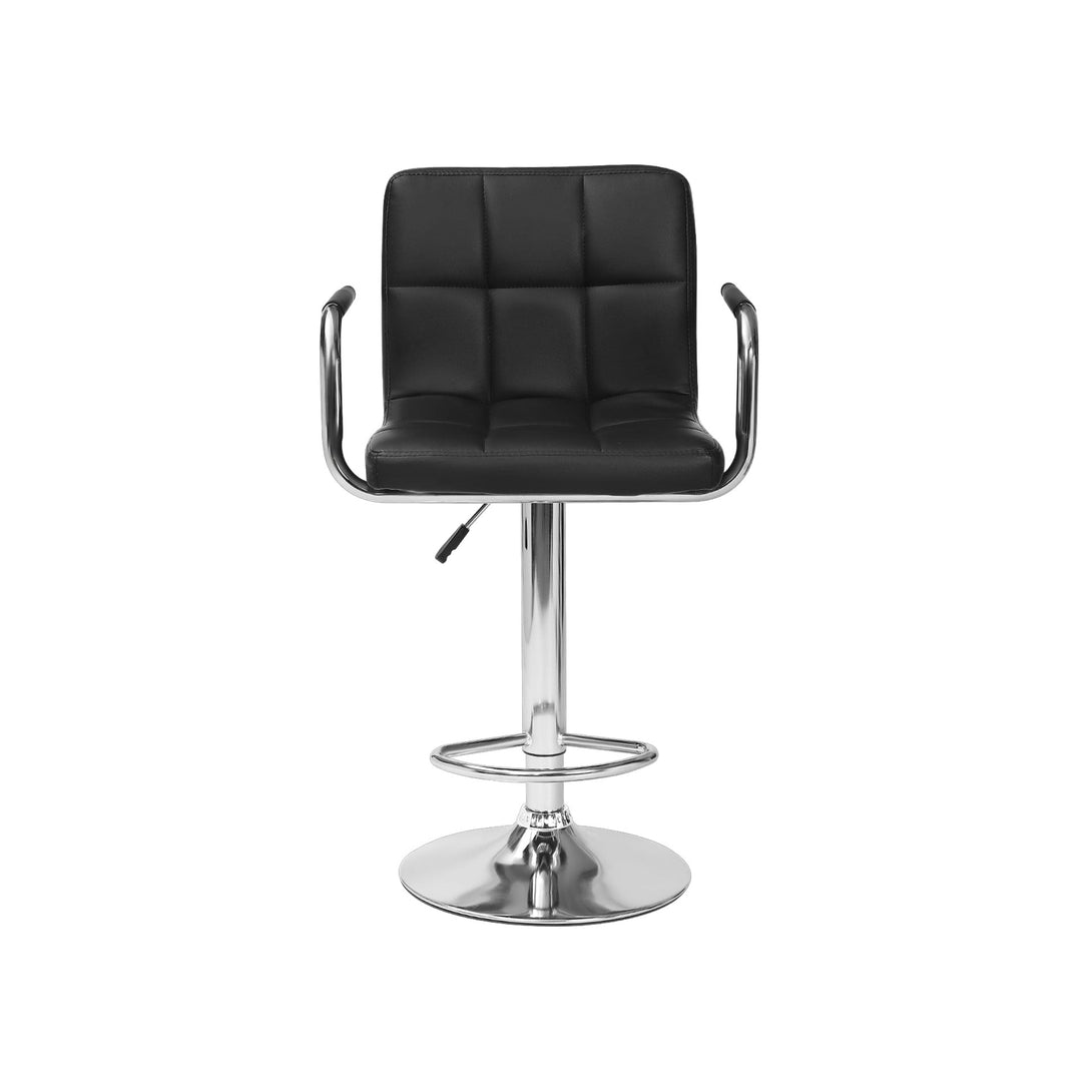 Lois Bar Stool with PU Leather - Set of 2 - Black
