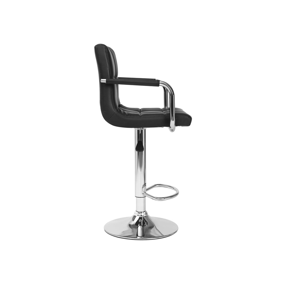 Lois Bar Stool with PU Leather - Set of 2 - Black