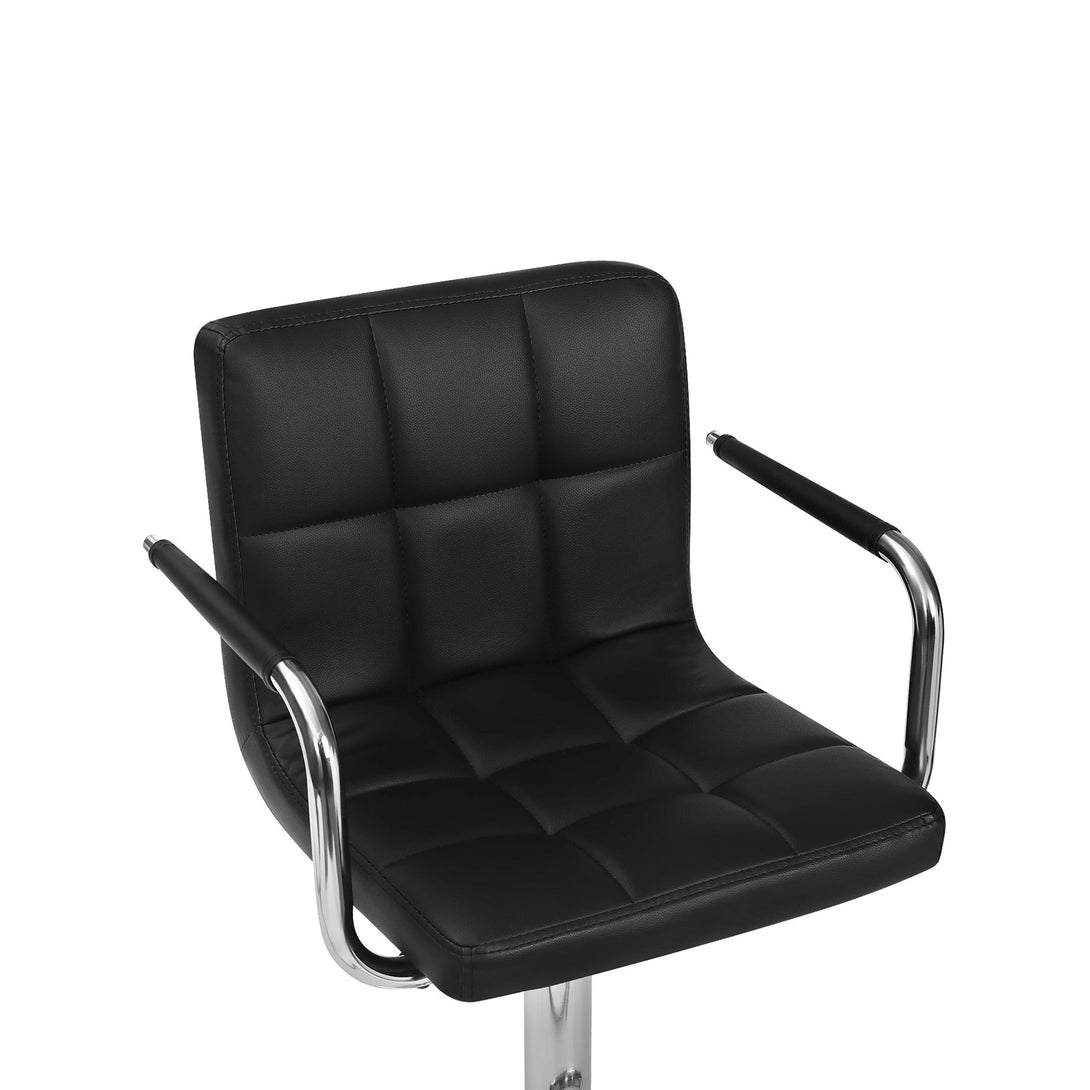 Lois Bar Stool with PU Leather - Set of 2 - Black