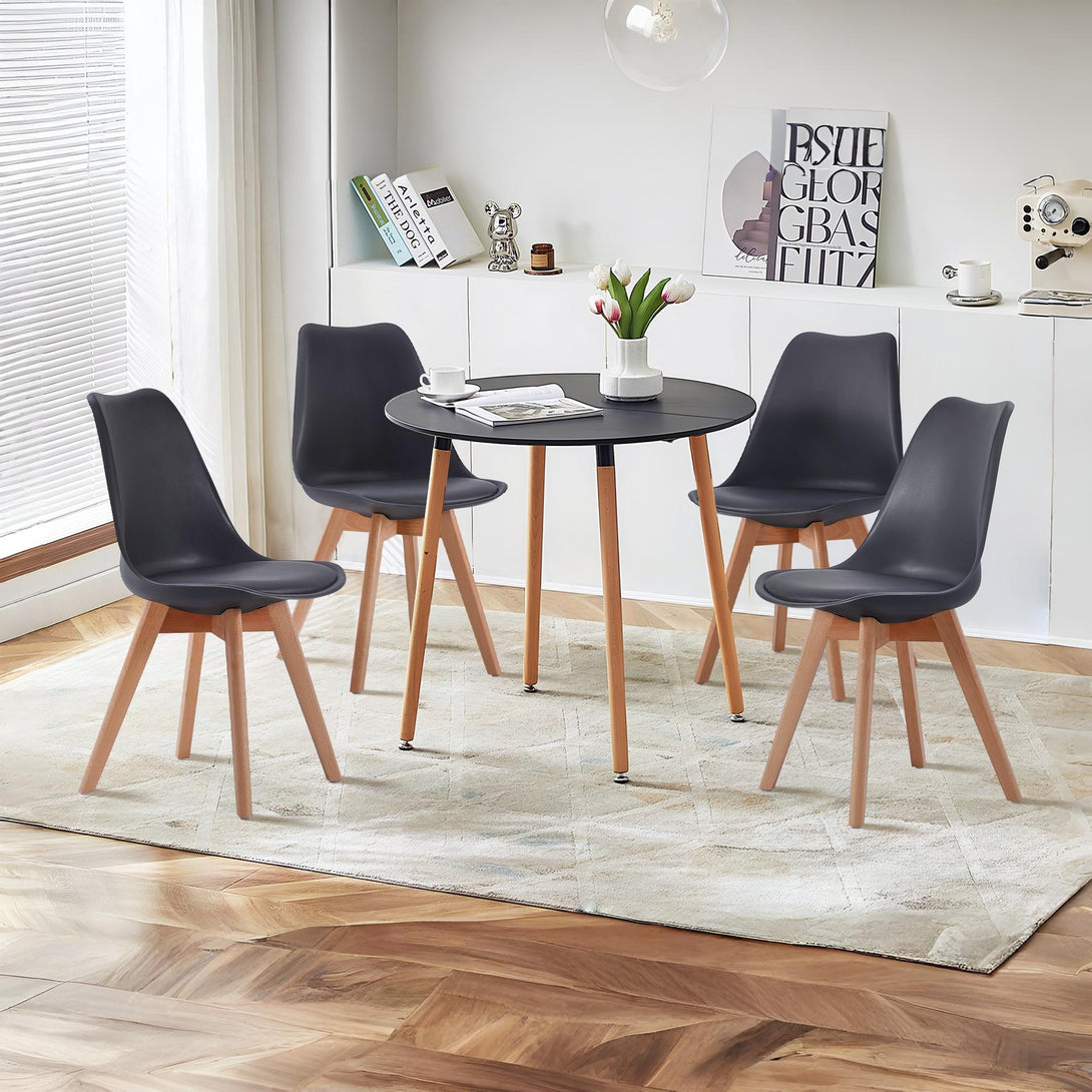 Bodhi Dining Chair with Padded Seat - Set of 4 - Black