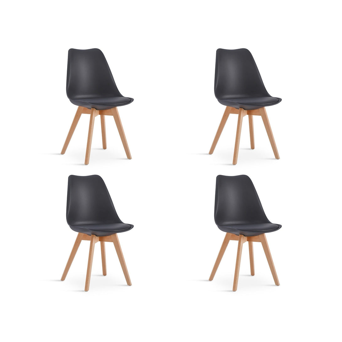 Bodhi Dining Chair with Padded Seat - Set of 4 - Black