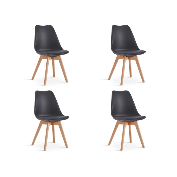 Bodhi Dining Chair with Padded Seat - Set of 4 - Black