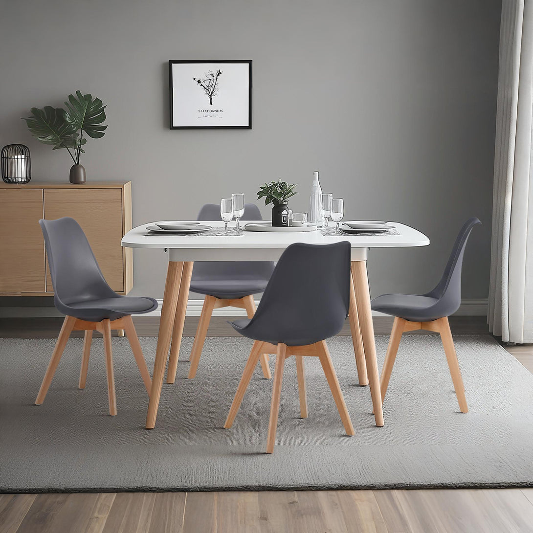 Bodhi Dining Chair with Padded Seat - Set of 4 - Grey