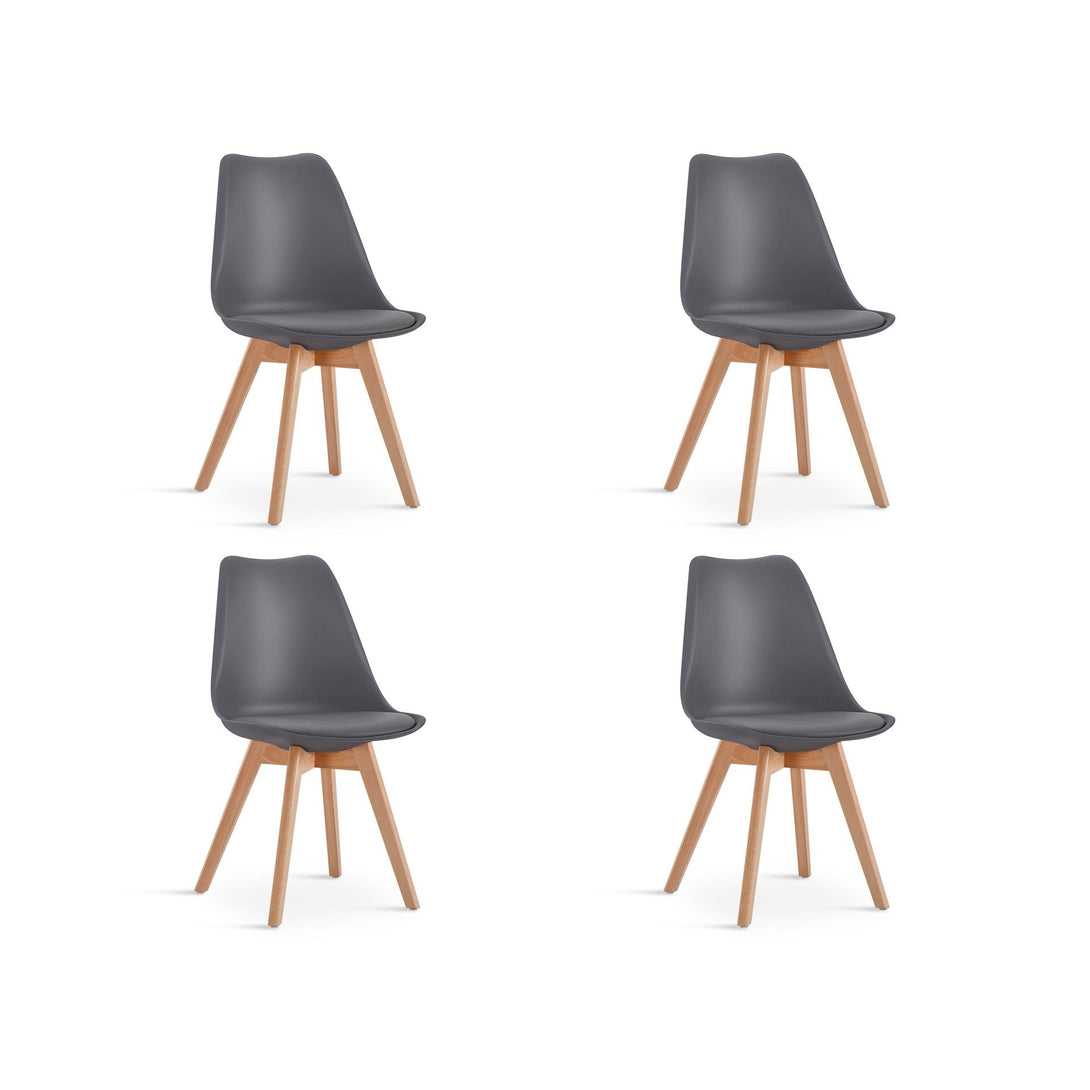 Bodhi Dining Chair with Padded Seat - Set of 4 - Grey