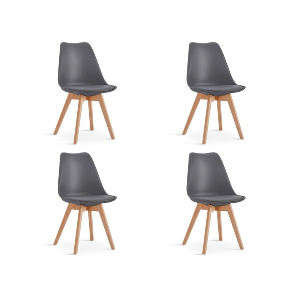 Bodhi Dining Chair with Padded Seat - Set of 4 - Grey