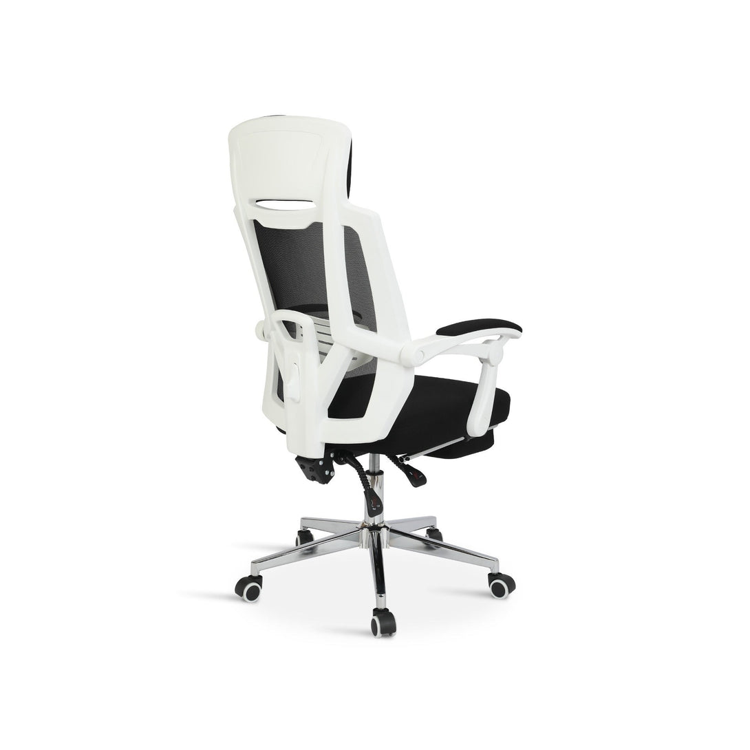 Melissa Office Chair with Footrest - Black + White