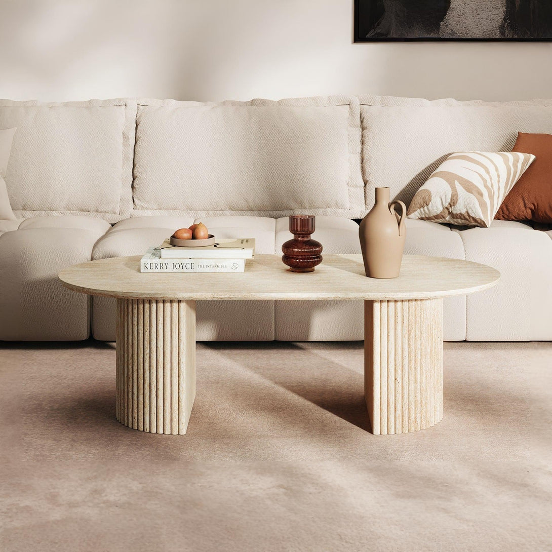 Nile Oval Coffee Table 140 x 70cm - Travertine