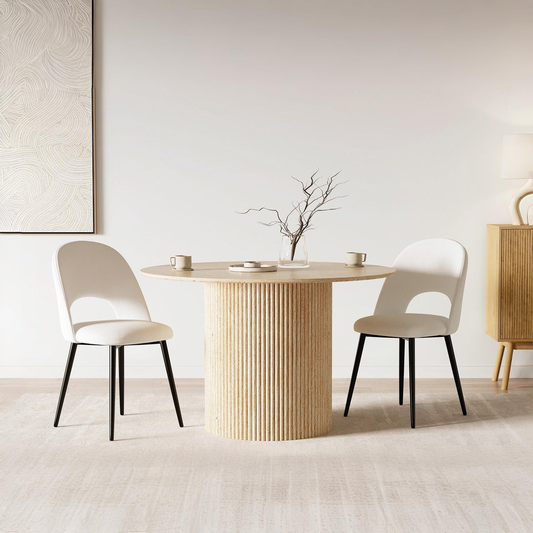 Nile Round Dining Table 120cm - Travertine