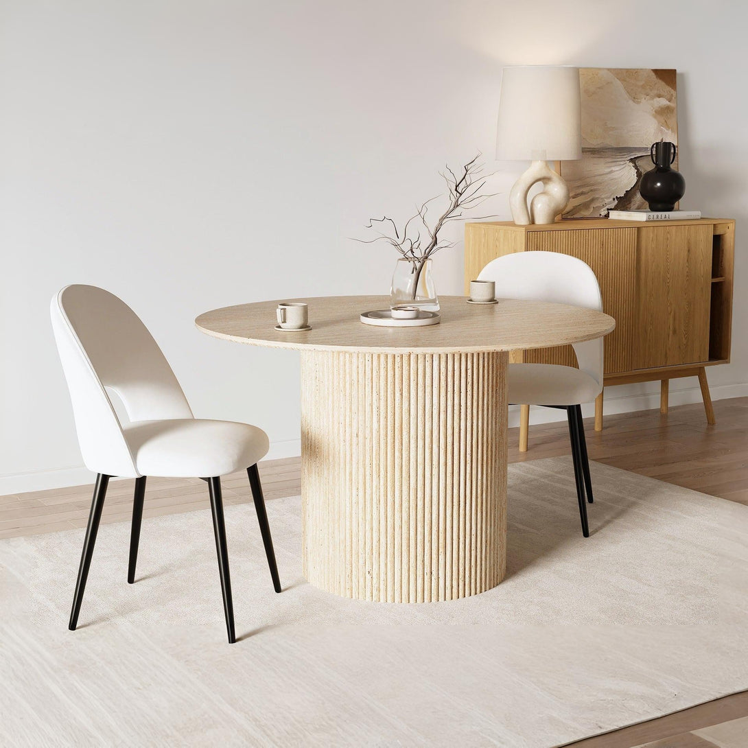 Nile Round Dining Table 120cm - Travertine