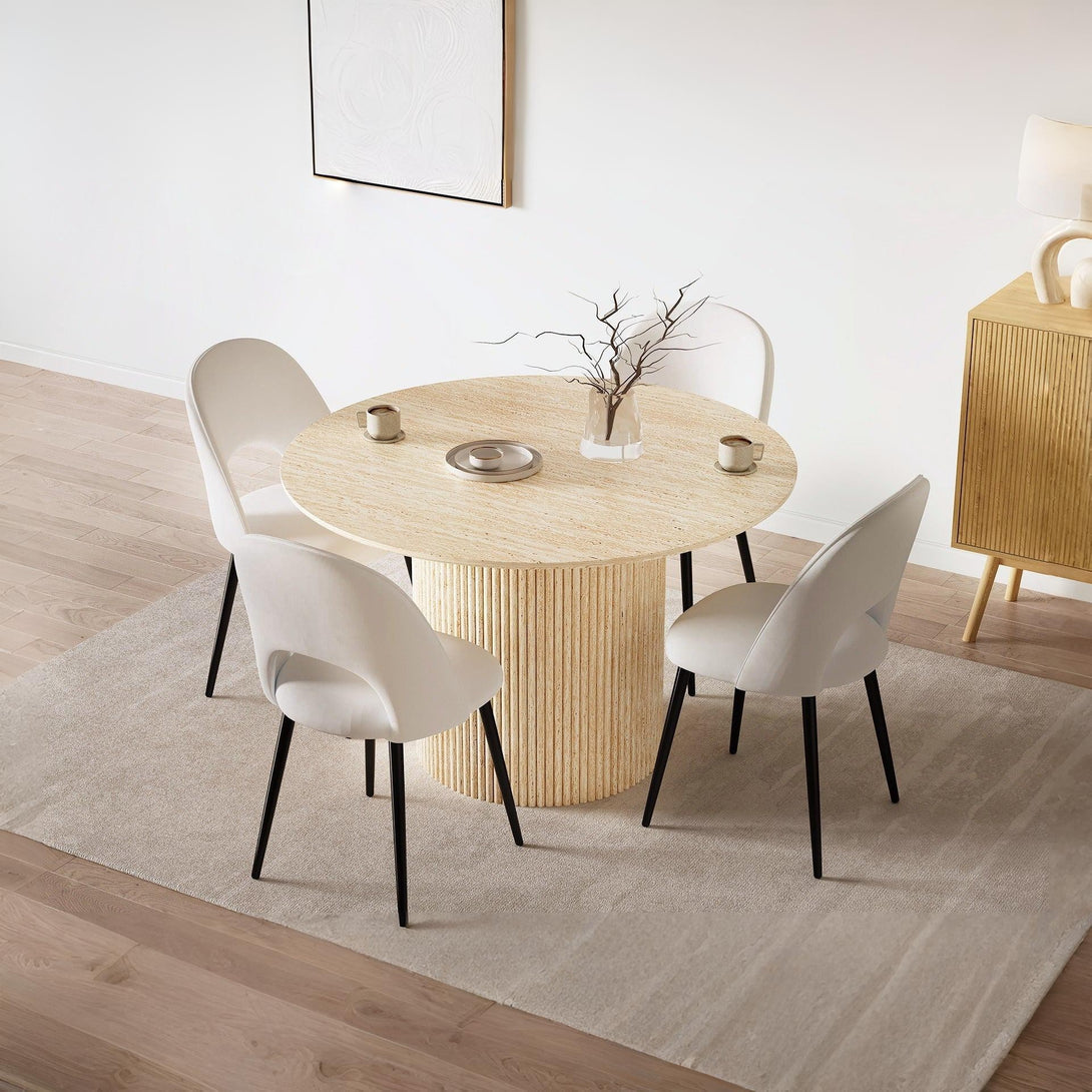 Nile Round Dining Table 120cm - Travertine
