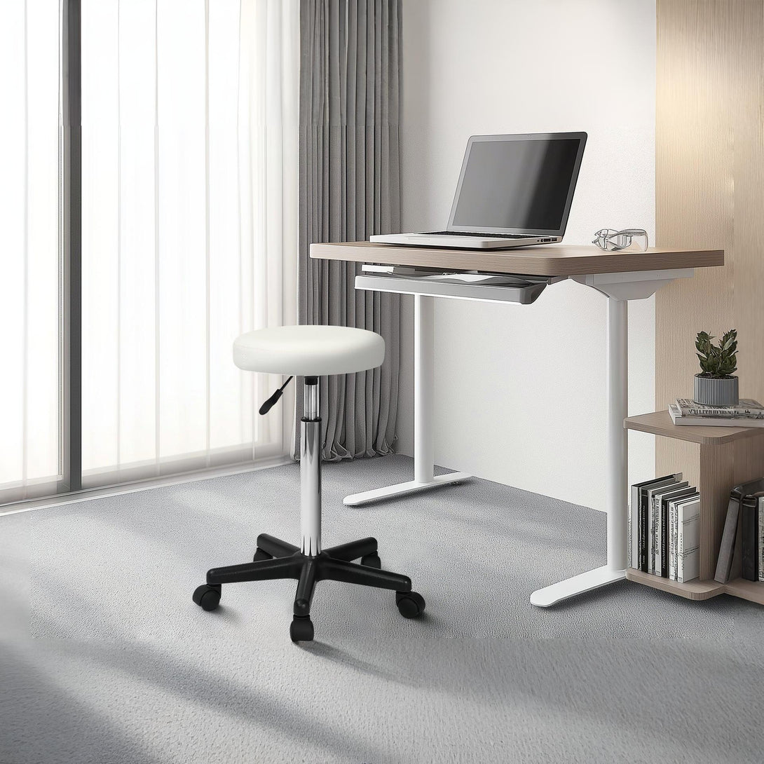 Rae Office Stool with PU Leather - White