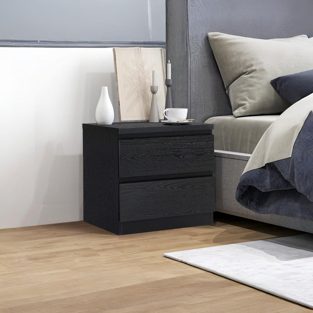 Tongass Wooden Bedside Table - Black