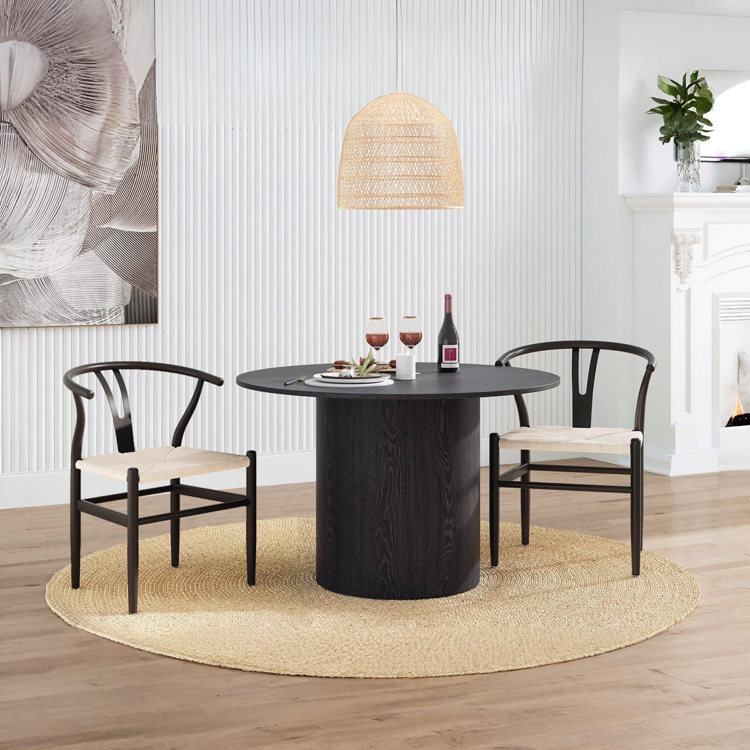 Winter Rope Seat Dining Chair Wishbone Chair Replica - Set of 2 - Black