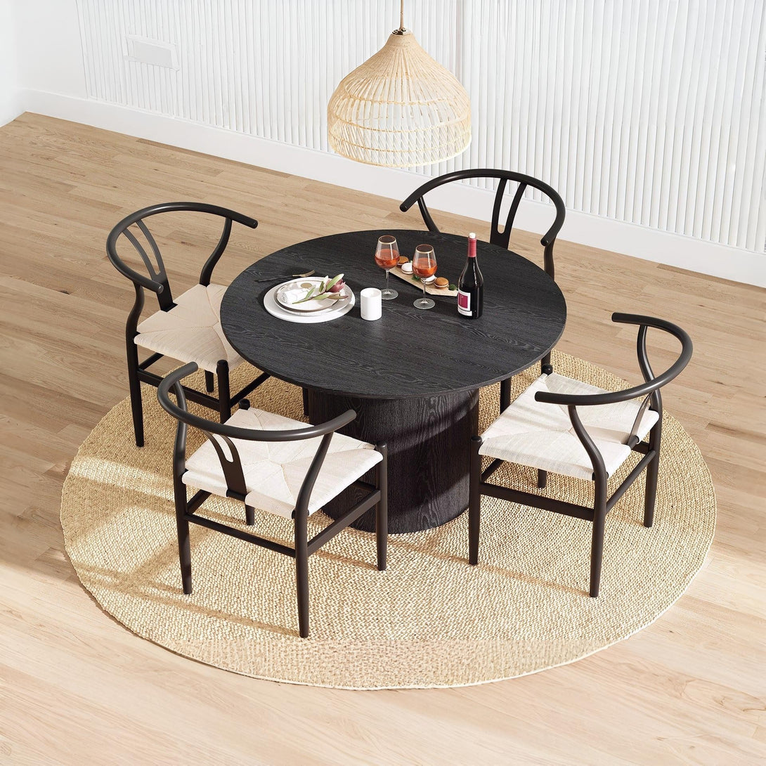 Winter Rope Seat Dining Chair Wishbone Chair Replica - Set of 2 - Black