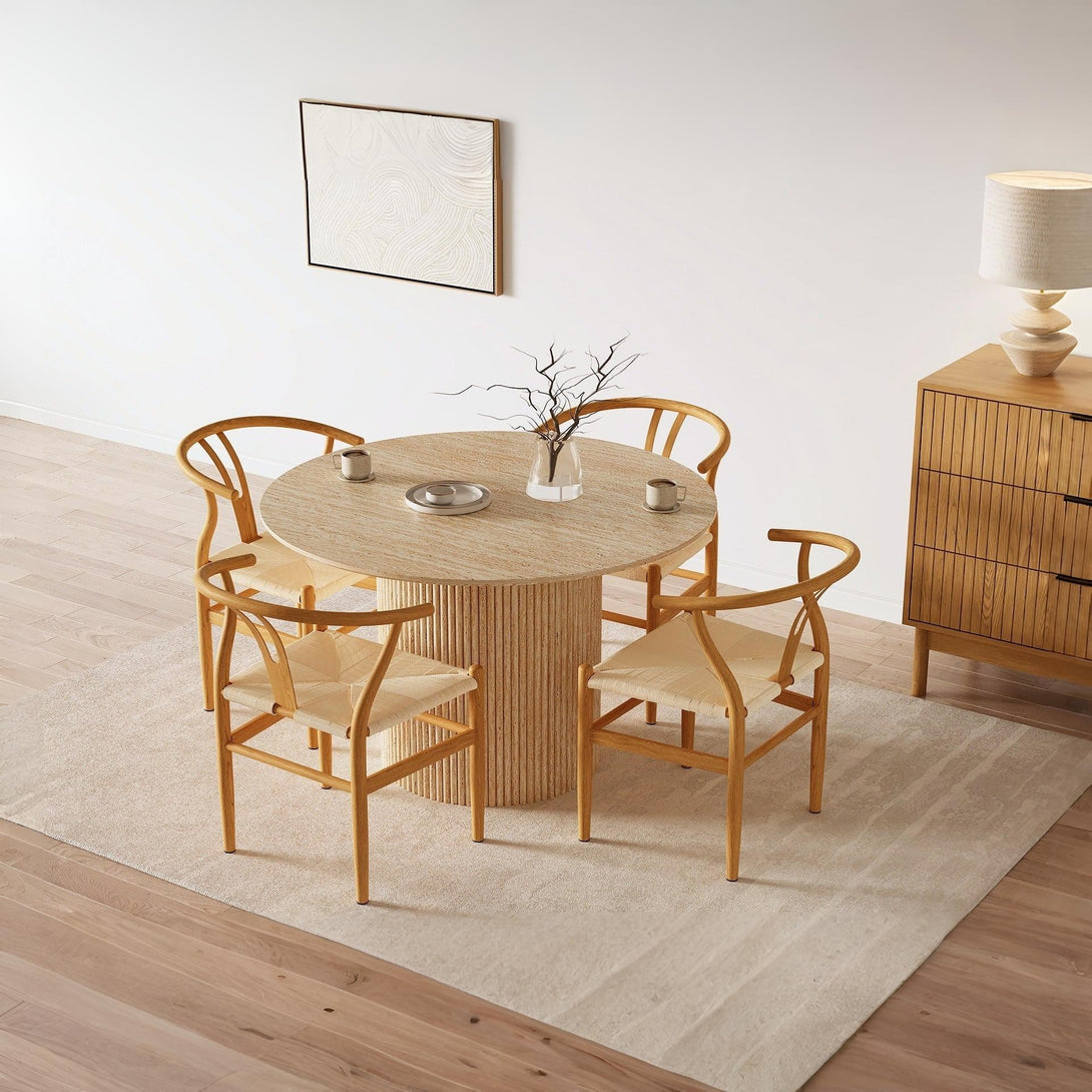 Winter Rope Seat Dining Chair Wishbone Chair Replica - Set of 2 - Natural
