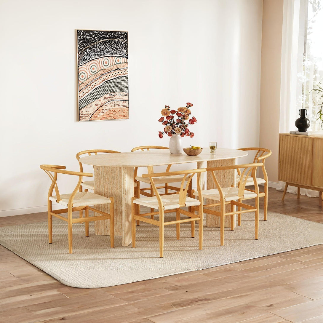 Winter Rope Seat Dining Chair Wishbone Chair Replica - Set of 2 - Natural
