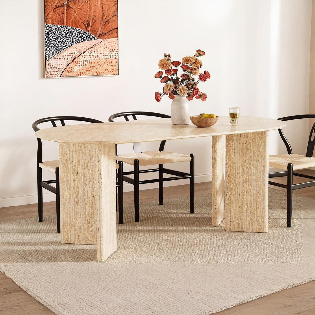 Xanthe Oval Dining Table 180 x 90cm - Travertine
