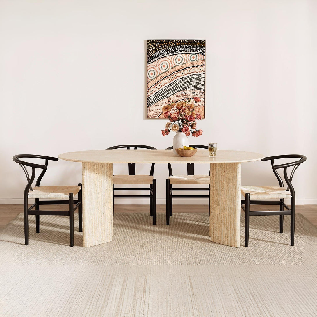 Xanthe Oval Dining Table 180 x 90cm - Travertine