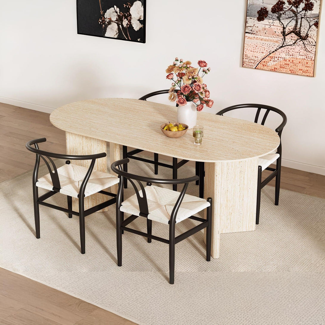 Xanthe Oval Dining Table 180 x 90cm - Travertine
