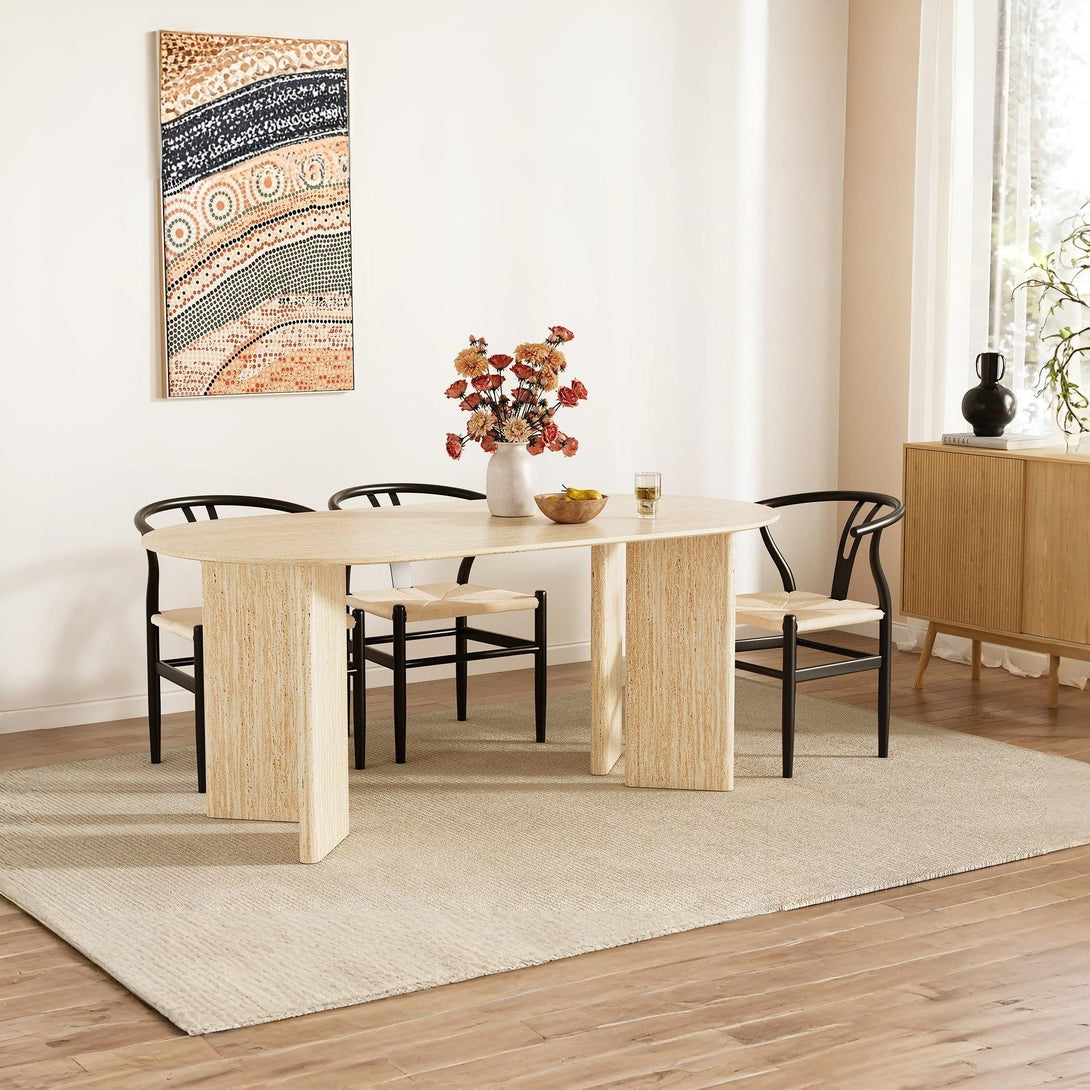 Xanthe Oval Dining Table 180 x 90cm - Travertine