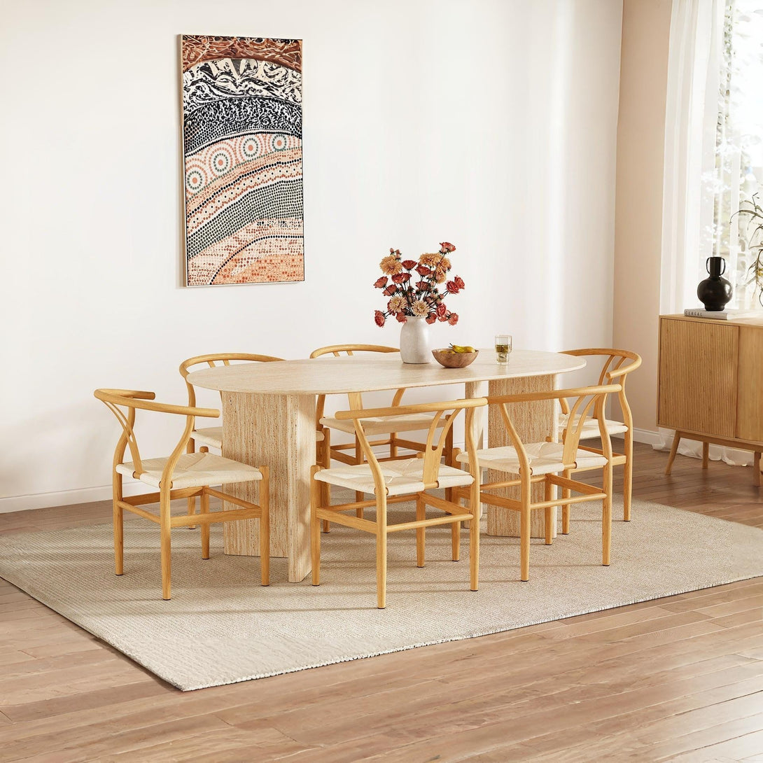 Xanthe Oval Dining Table 180 x 90cm - Travertine