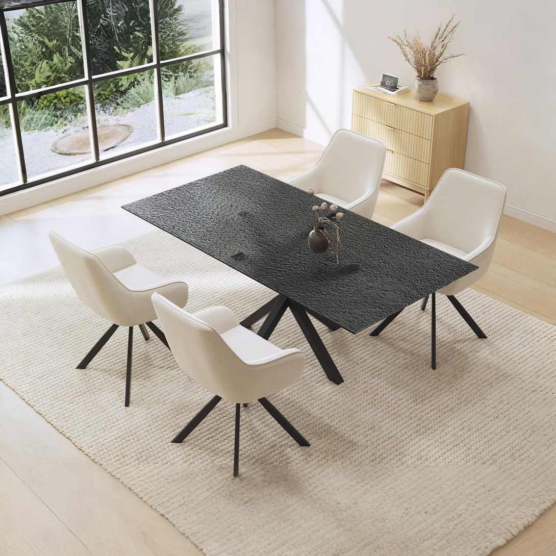 Zander Fused Glass Rectangle Dining Table 180 x 90cm - Black