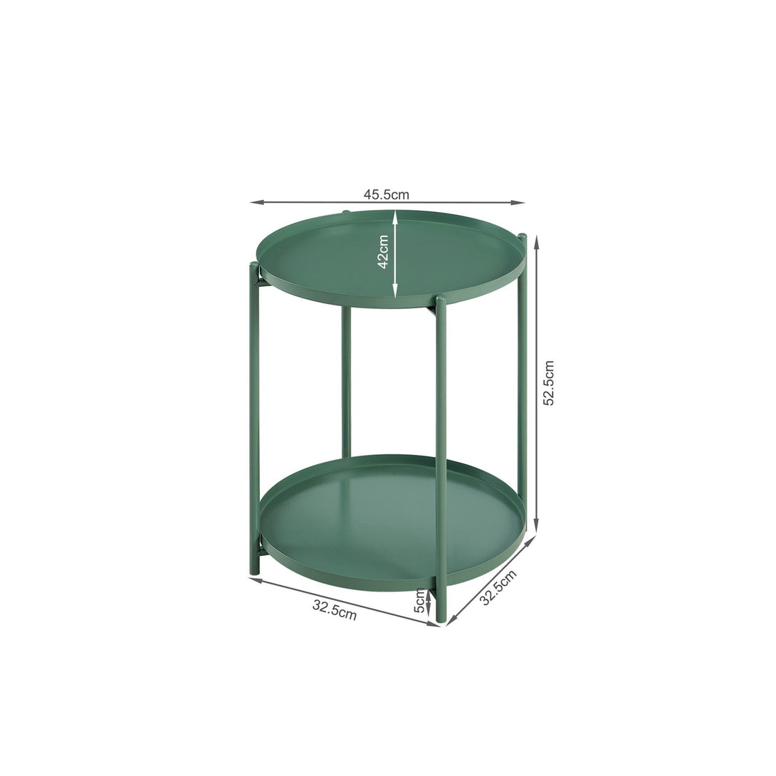 Zen Round Coffee Table with Shelf - Green