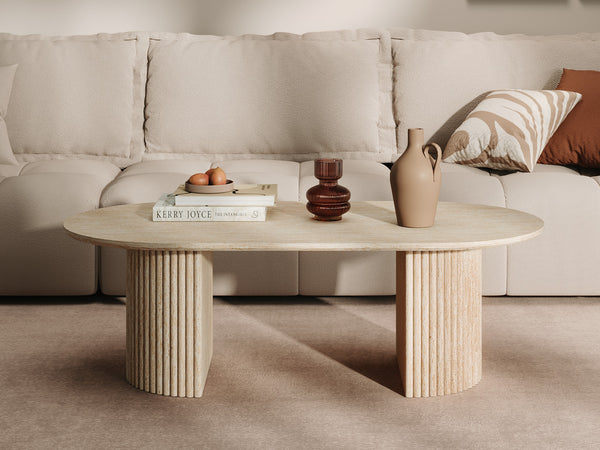 Nile Oval Coffee Table 140 x 70cm - Travertine