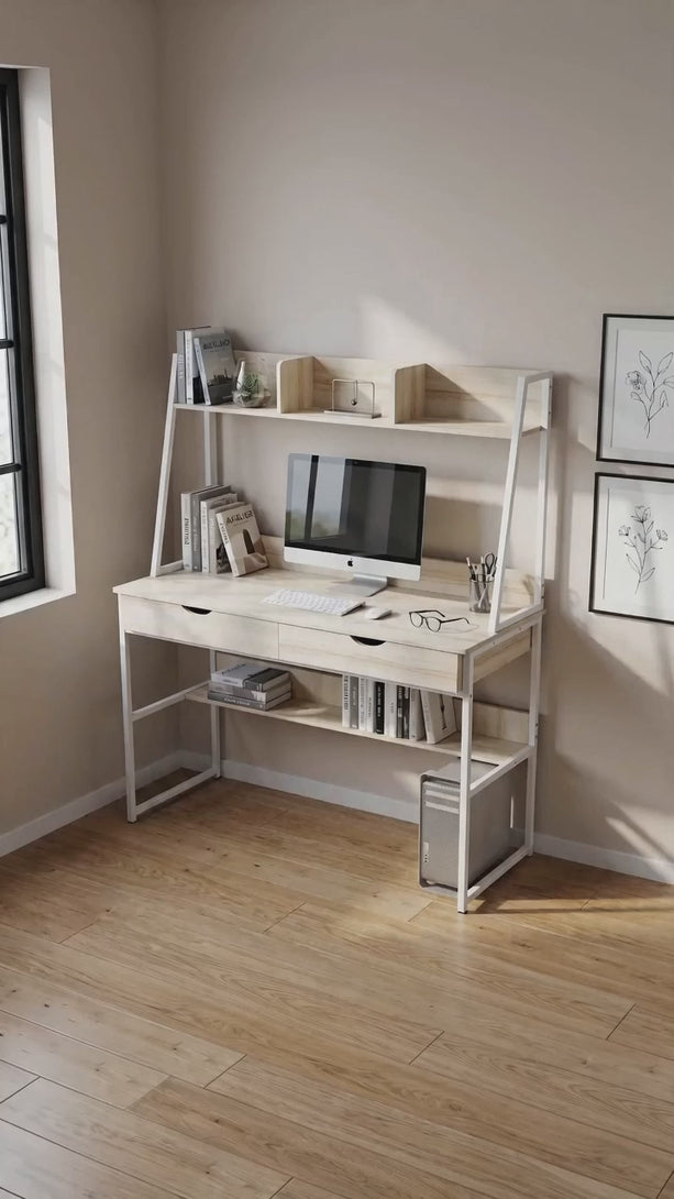 产品视频-8536-siya-120cm-computer-desk-with-drawers-oak-260715