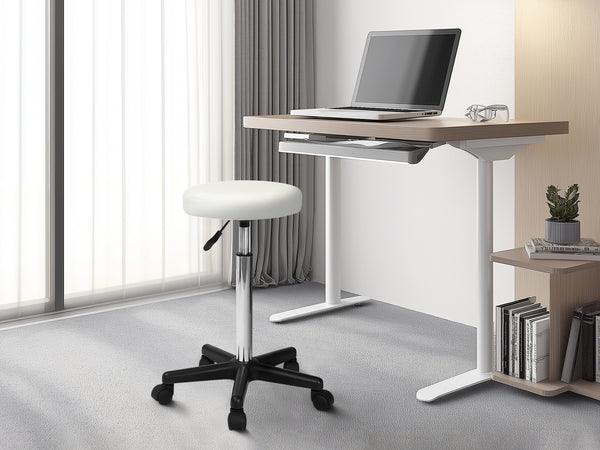 Rae Office Stool with PU Leather - White