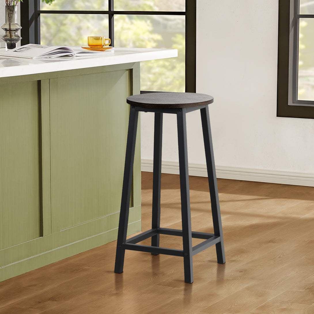 IAN Metal Bar Stool - Rustic Brown + Black