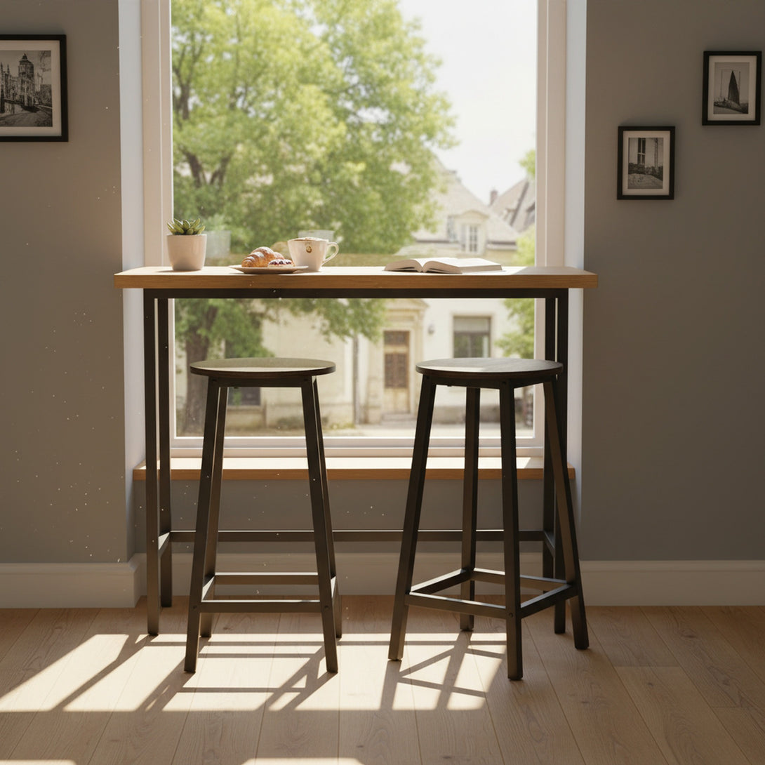 Brick Metal Bar Stool - Rustic Brown + Black