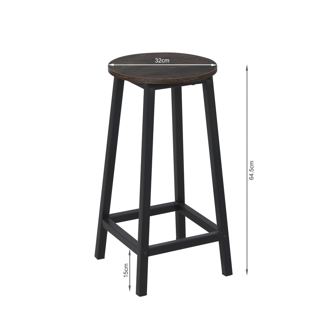IAN Metal Bar Stool - Rustic Brown + Black