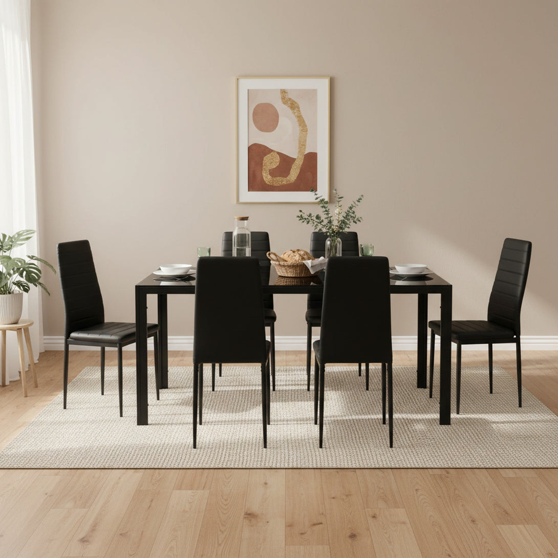 Samuel 7 Piece 1.8m Dining Set - Black