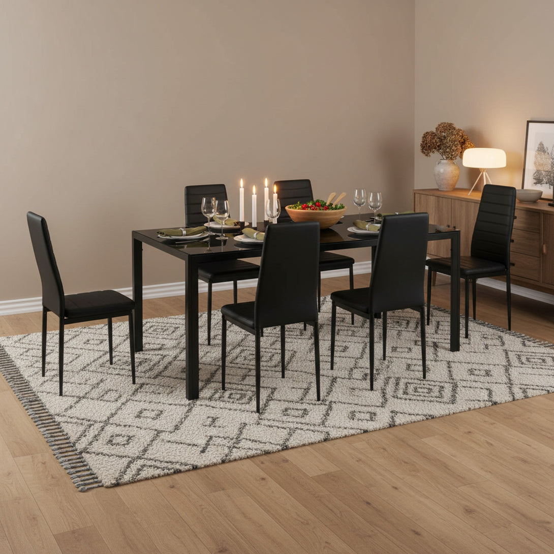 Samuel 7 Piece 1.8m Dining Set - Black
