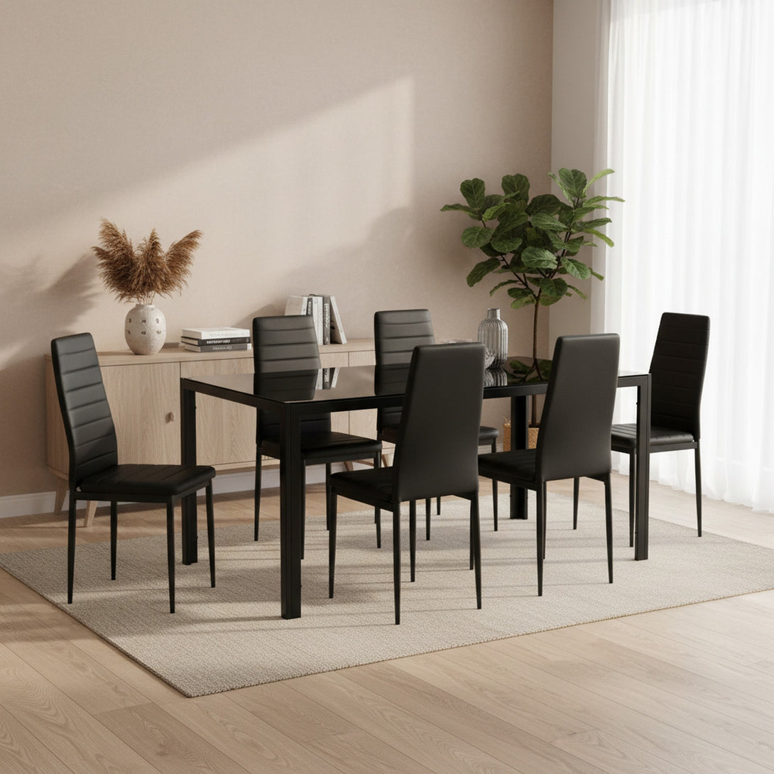 Samuel 7 Piece 1.8m Dining Set - Black