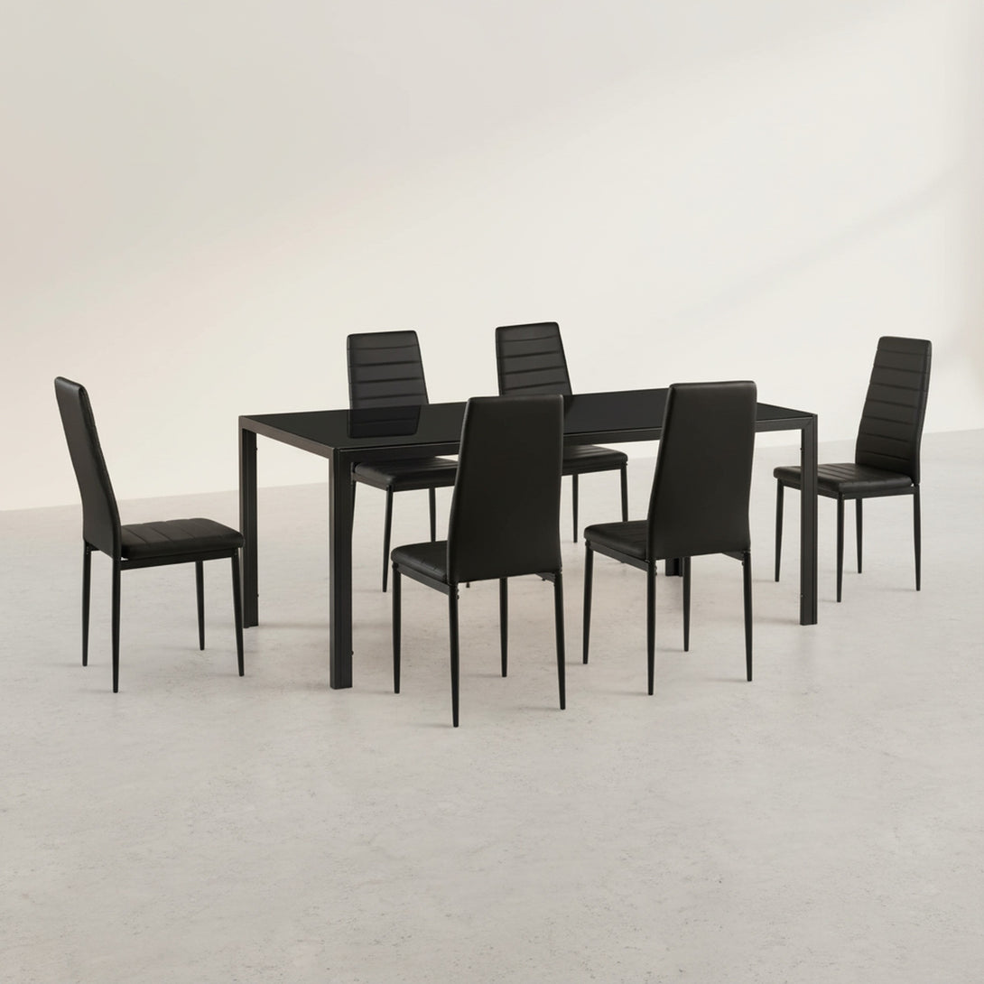 Samuel 7 Piece 1.8m Dining Set - Black