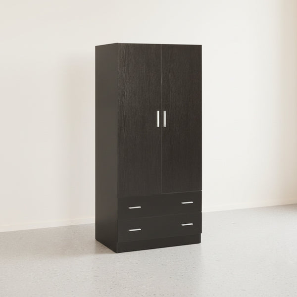 Bram 2 Door Wardrobe with 2 Drawers - Black