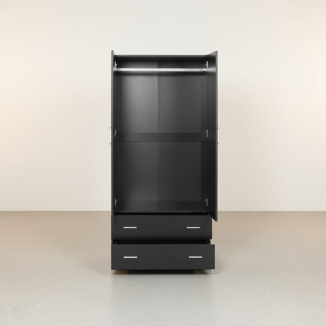 Bram 2 Door Wardrobe with 2 Drawers - Black