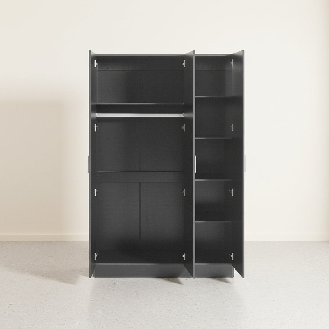 Bram 3 Door Wardrobe Cabinet - Black 