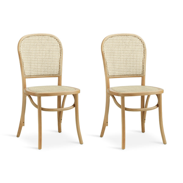 Christopher Beech Wood and Rattan Dining Chair – Set of 2 – Natural