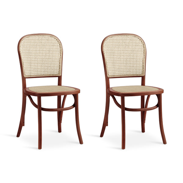 Christopher Beech Wood and Rattan Dining Chair – Set of 2 – Antique Brown