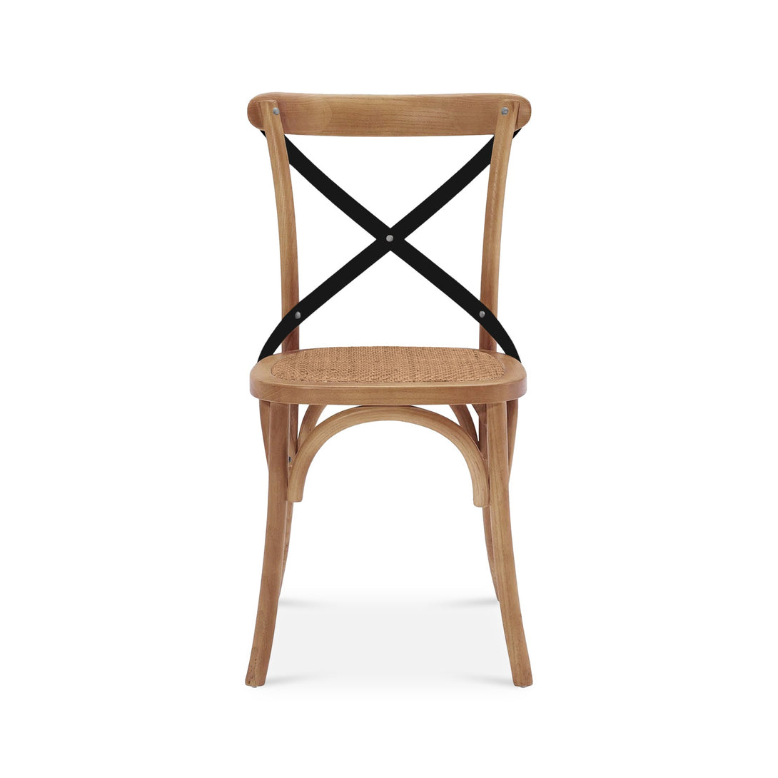 Aaron Dining Chair with Rattan Seat - Set of 2 - Oak