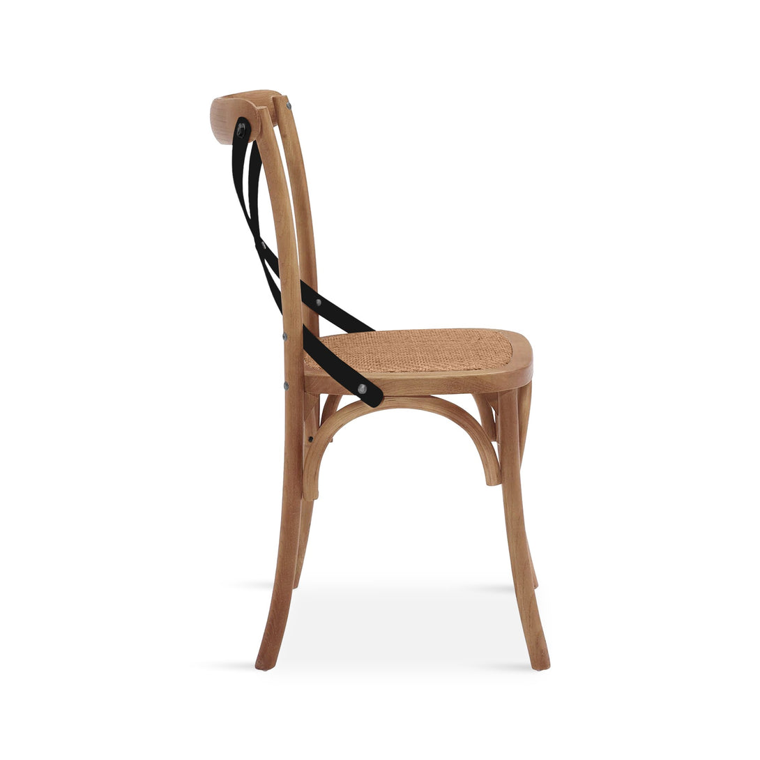 Aaron Dining Chair with Rattan Seat - Set of 2 - Oak