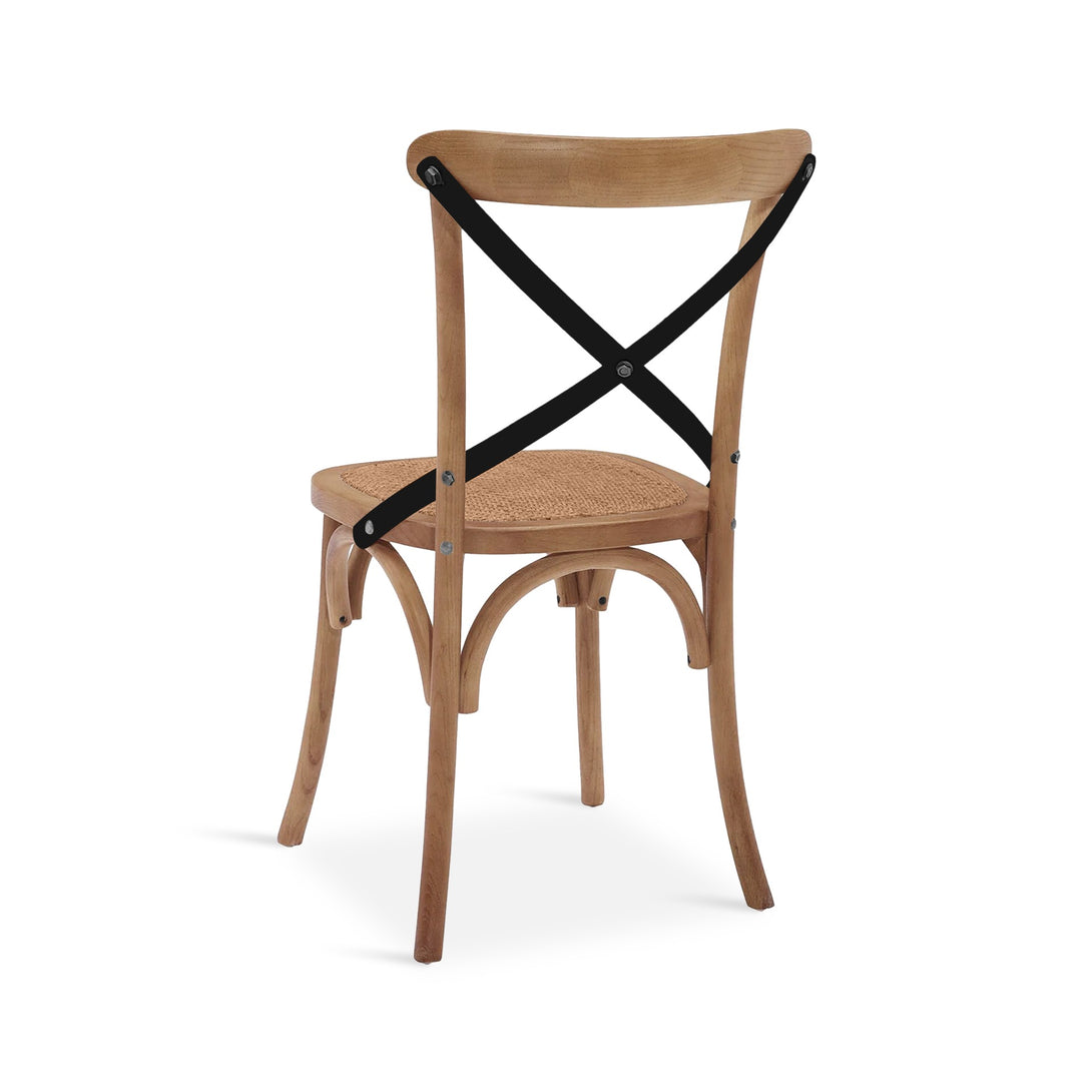 Aaron Dining Chair with Rattan Seat - Set of 2 - Oak